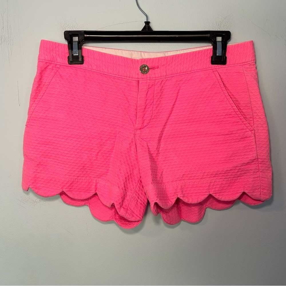 Lilly Pulitzer Hot Pink Scalloped Hem The Callahan Shorts Size 0